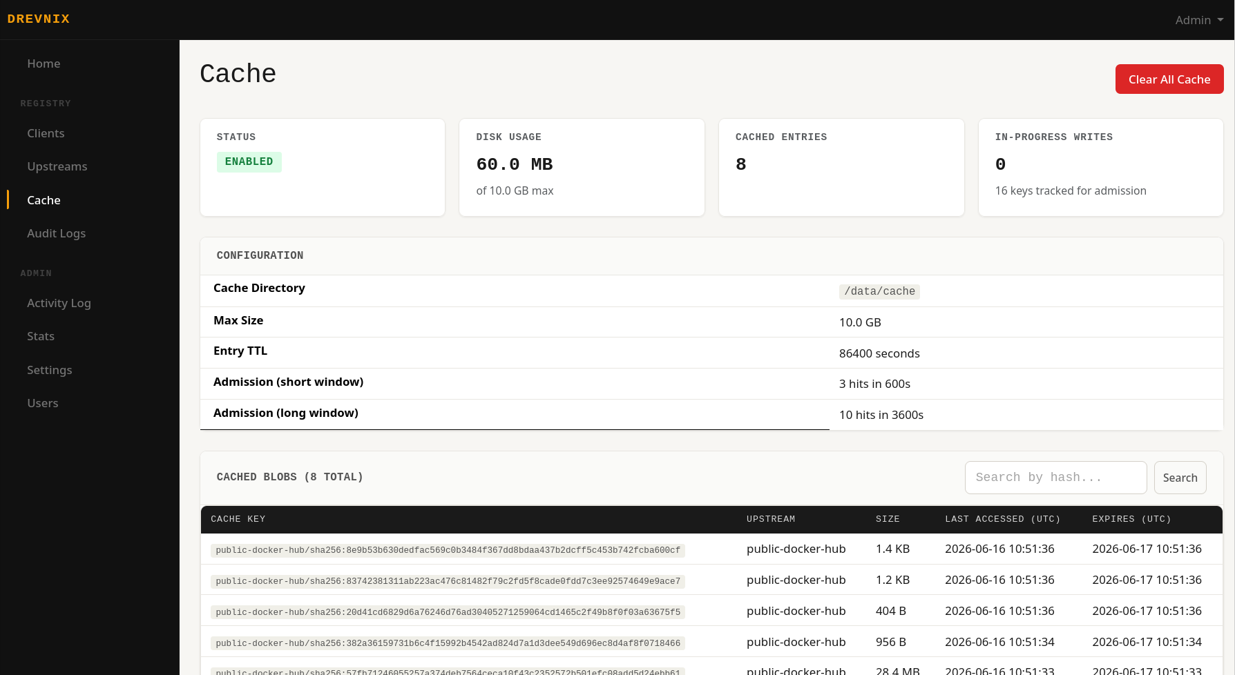 Drevnix cache page