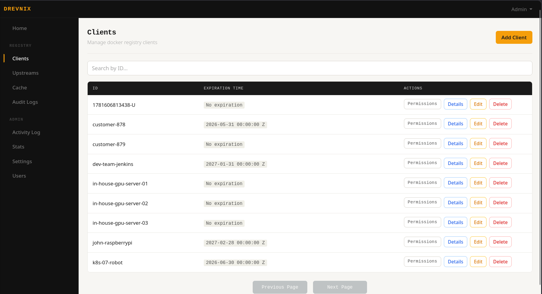 Drevnix clients page