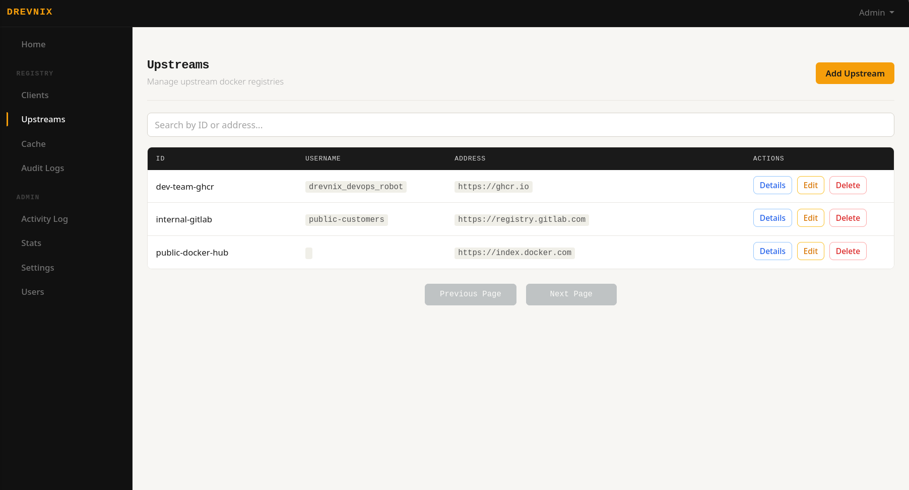 Drevnix upstreams page